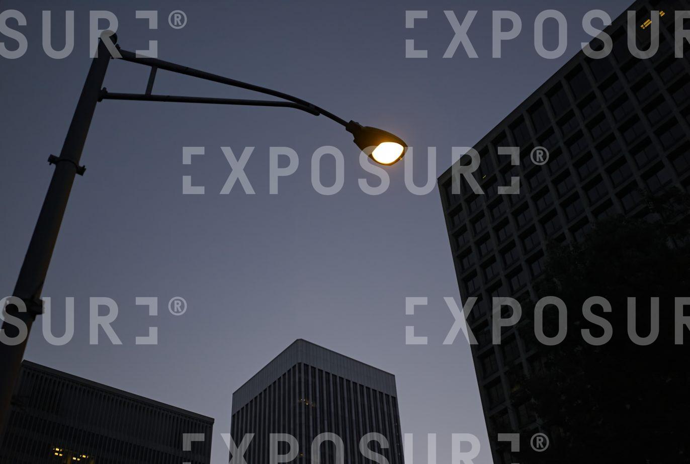 Street lamp, office blocks, Seattle