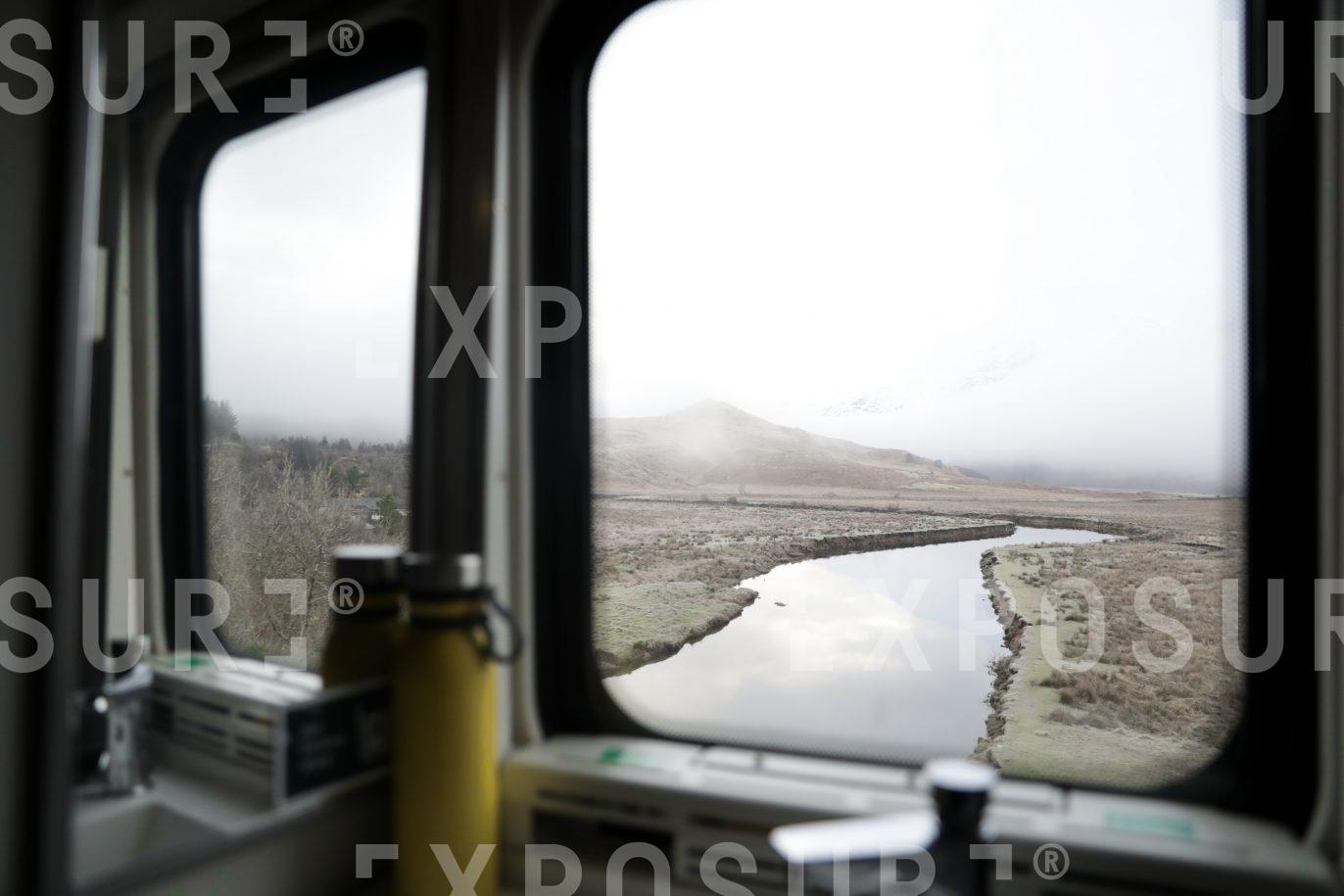 A winter Highland landscape from train window