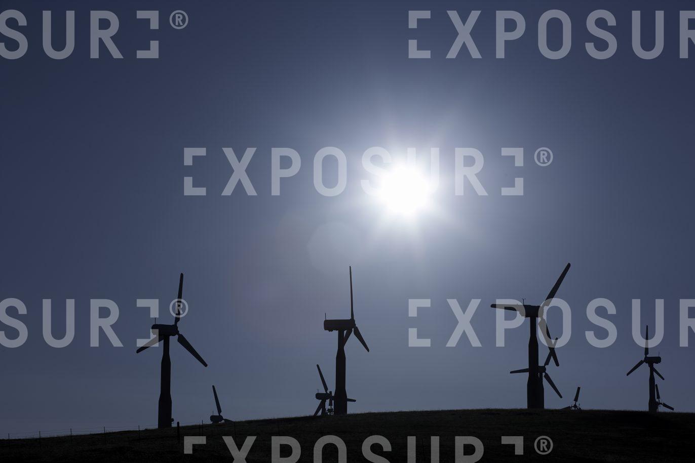 California wind turbines silhouette