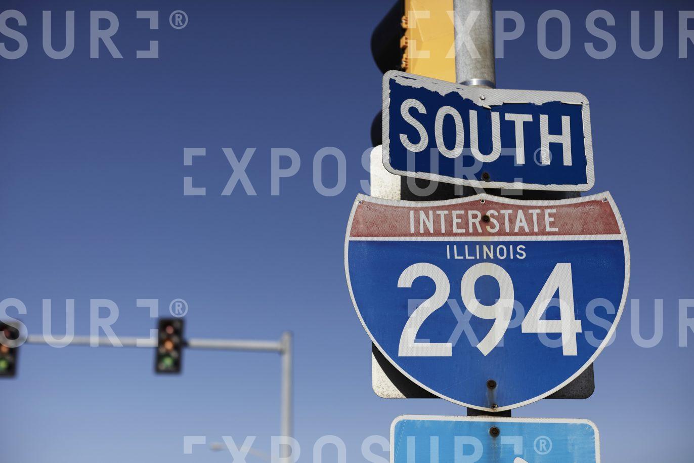 Illinois, interstate direction sign