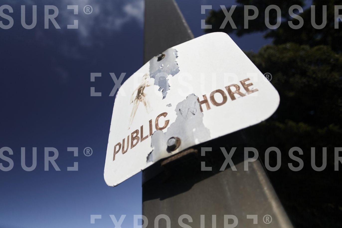 California, public shore sign (subverted)