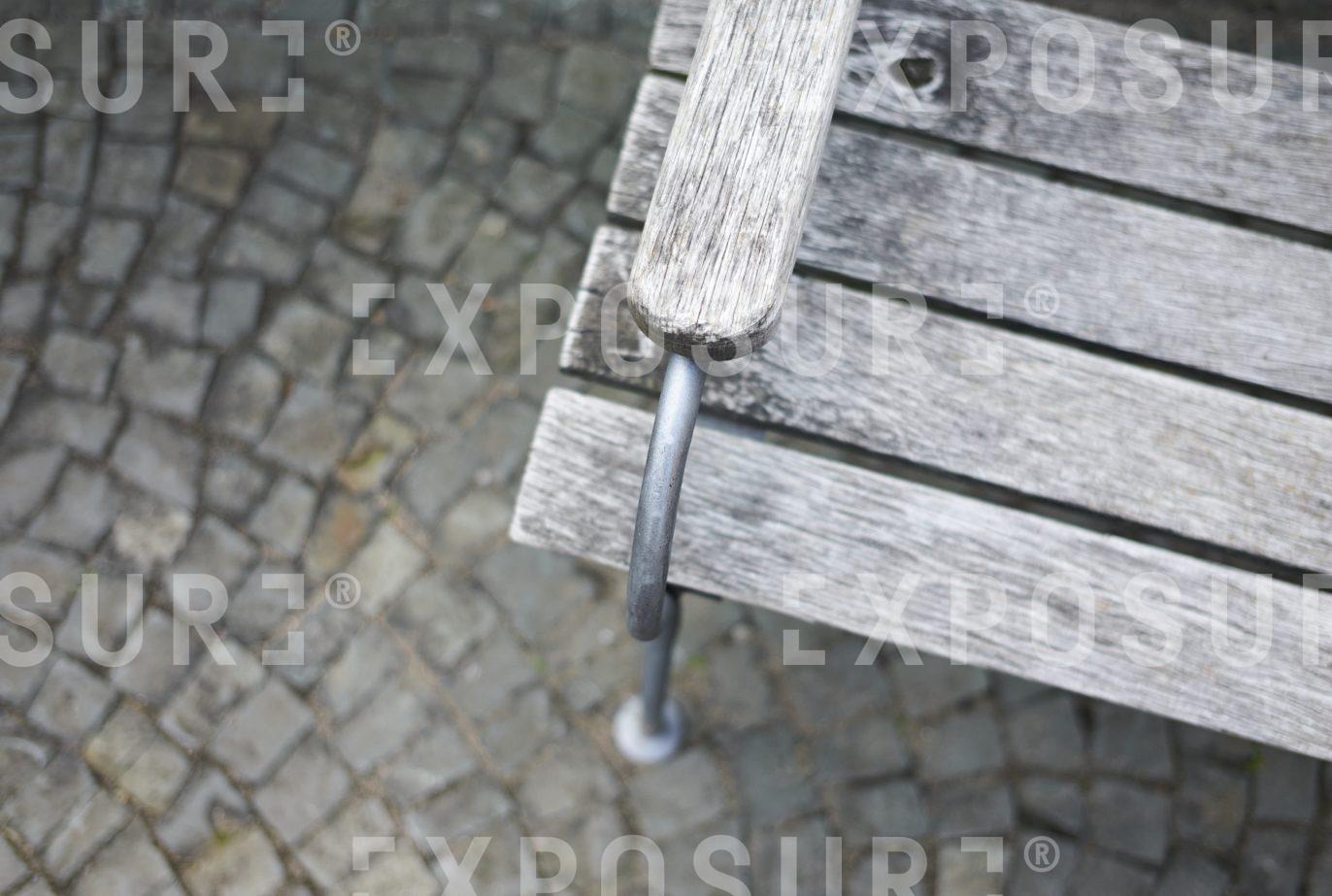 Wooden bench on cobbles, Germany