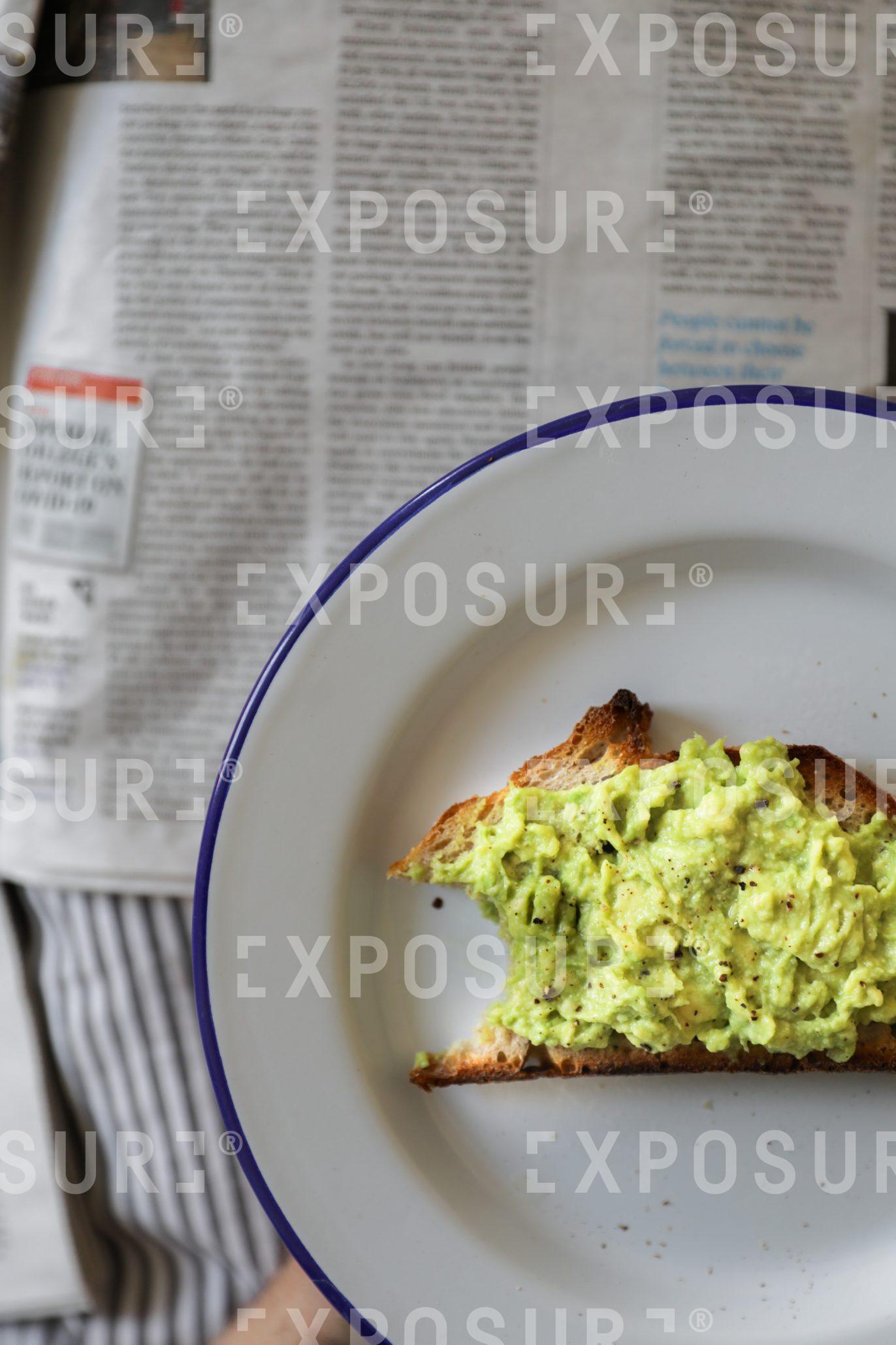 Breakfast: smashed avocado on sourdough toast